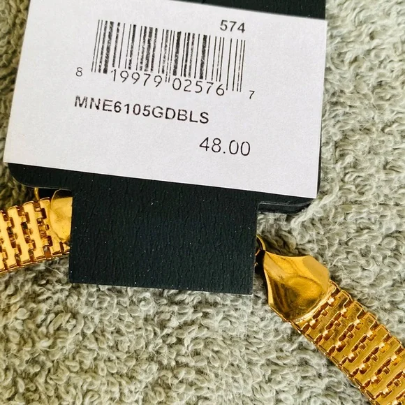 AREA Pink and Gold Bib Necklace — Layered Statement Collar - Picture 4 of 4